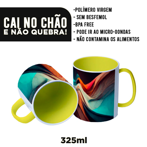 Caneca de Polímero | Amarelo Neon | 325ml