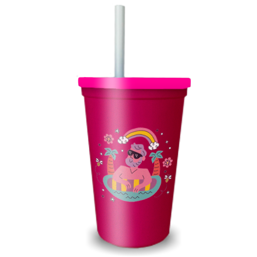 Copão | 700ml | Pink | Com Tampa Pink e Canudo